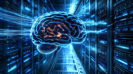 Poster - innovative brain technology data center digital art high-tech environment futuristic viewpoint cogni