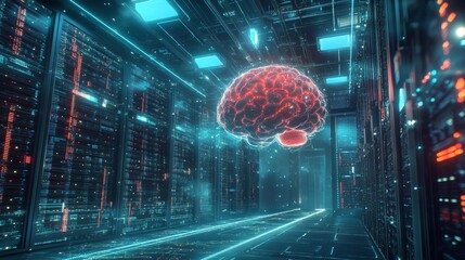 Poster - Innovative technology event showcasing ai brain simulation virtual space digital art futuristic environment engaging concept