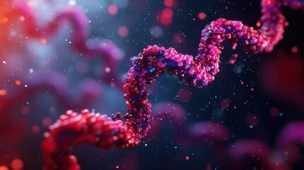 Poster - Molecular dynamics animation abstract science visualization digital art colorful environment close-up view dna structure concept