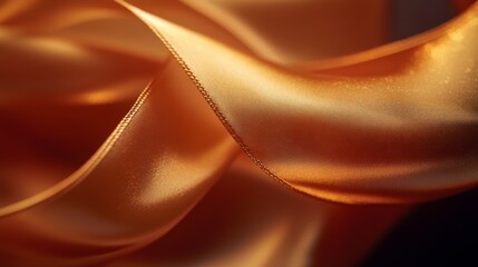 Elegant orange satin fabric textile industry close-up shot soft environment abstract viewpoint luxury concept for fashion design