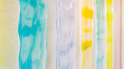 Poster - Colorful metacrylic wall decor showcasing various hues in a modern interior space