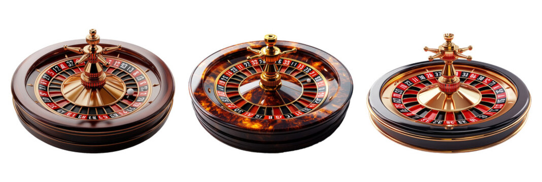 Vintage Roulette Wheels on Transparent Background
