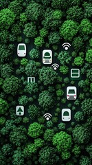 Poster - a green roadmap with renewable energy markers leading toward a sustainable future