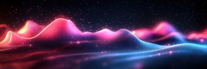 Poster - purple and pink soundwave background, abstract blue wave background, 3d wave background