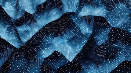 Poster - A mesmerizing abstract visual of blue and black undulating waves, creating a sense of depth and motion.