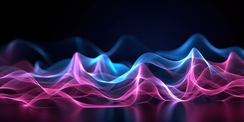 Poster - purple and pink soundwave background, abstract blue wave background, 3d wave background