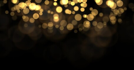 Wall Mural - Abstract gold bokeh lights particle on black background