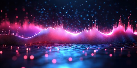 Poster - purple and pink soundwave background, abstract blue wave background, 3d wave background