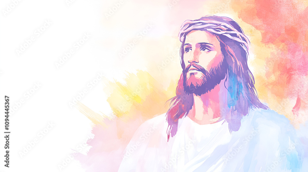Jesus Christ Abstract colorful background Digital painting Vector ...