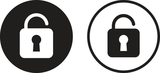 Poster - Unlock icon set in two styles . Unlock padlock icon . Encryption icon . Vector illustration