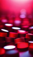 Poster - Close-up of red bottle caps with dramatic lighting and bokeh effect