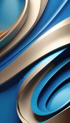 Leinwandbilder - Elegant abstract layers in blue and beige tones, creating a sophisticated, flowing design