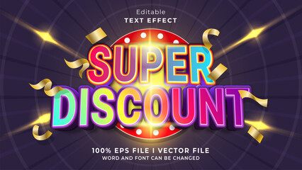Poster - editable 3d modern super discount text effect
