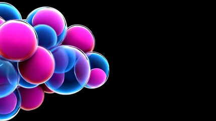 Poster - Bunch of colorful spheres are floating in the air. The spheres are of different sizes and colors, creating a vibrant and dynamic scene. Concept of energy and movement