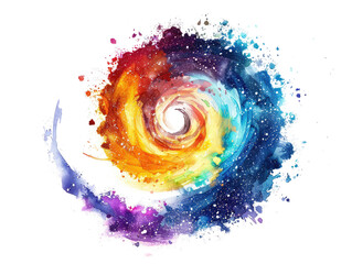 Wall Mural - colorful spiral galaxay swirl isolated on white or transparent png