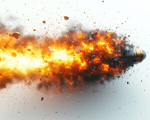 Poster - Futuristic Handheld Explosive Device Detonating with Bursts of Energy and Glowing Fragments