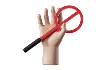 Aufkleber - 3D render of a hand holding a prohibition sign  symbolizing a ban or restriction. background removed