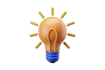 Poster - A 3D rendered image of a lightbulb  symbolizing ideas and innovation. background removed
