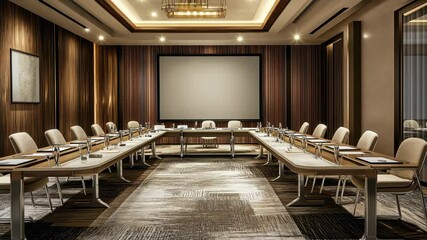 Aufkleber - Professional meeting room setup showcasing modern design with ample seating and technology for collaboration