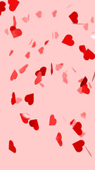 Fototapete - Heart shaped confetti on pink background