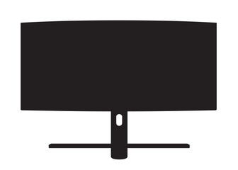 Poster - Silhouette of widescreen monitor isolated on white background. Vector illustration. Back view