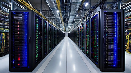 Poster - data centers use cloud computing to analyze massive datasets. they store, protect, and process onlin