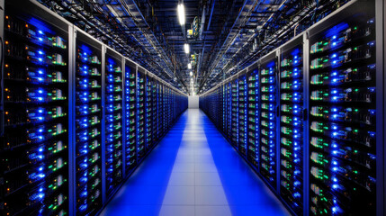 Poster - data centers use cloud computing to analyze massive datasets. they store, protect, and process onlin