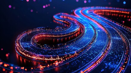 Poster - Mesmerizing Digital Lights Kinetic Motion Futuristic Abstract Vibrant Neon Glow Background