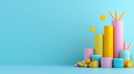 Poster - Pastel Geometric Architectural Composition with Abstract Cubes and Blocks