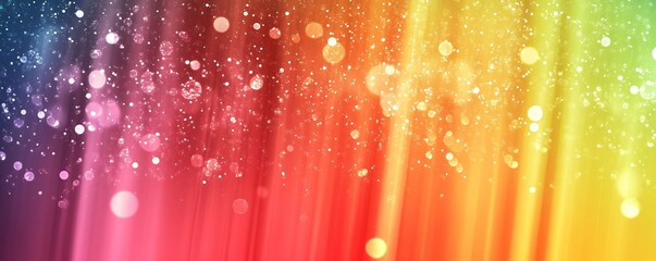 Poster - Colorful rainbow stripes background with sparkling glittering bokeh lights