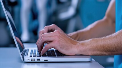 Poster - Focused Professional Working on Laptop in Modern Office Environment