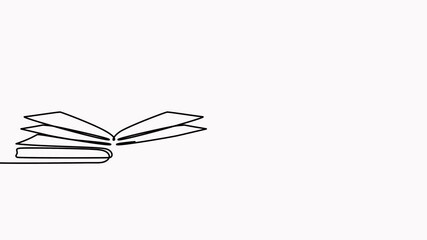 Poster - Open book, brain and light bulb continuous line drawn animation. Creative idea concept animated video.