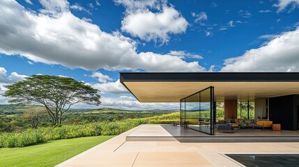 Wall Mural - Modern architectural design with expansive views and natural surroundings.