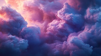 Aufkleber - The sky is filled with fluffy clouds of various colors, including pink and purple. Concept of wonder and awe at the beauty of nature