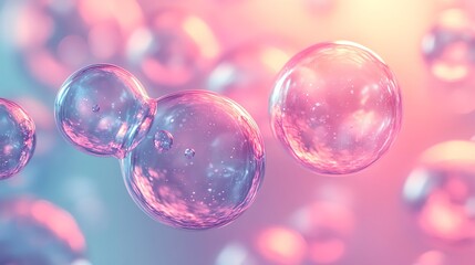 Aufkleber - Colorful bubbles floating in a soft, dreamy background.