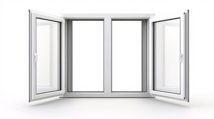 Poster - Modern white double window open on a white background