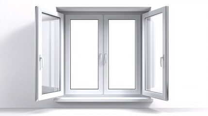 Poster - White open window bringing fresh air into house