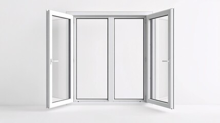 Poster - Modern white window opening on a white wall