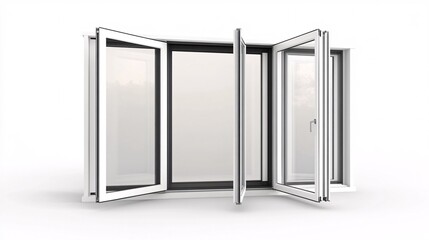 Poster - Modern white folding window opening on white background