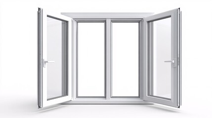 Poster - White casement window open on white background letting light in