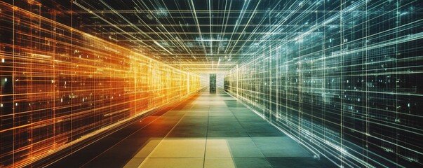 Poster - Server room is processing data with futuristic visual effects