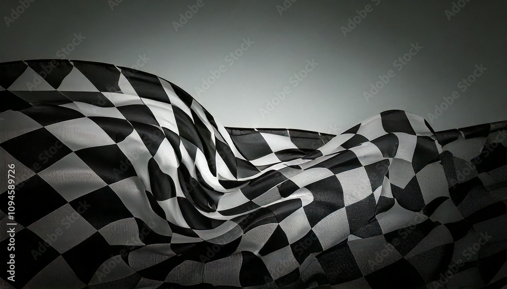 Black and white checkered race flag with dynamic motion, creating an ...