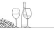 © Vikarest - A minimalist illustration featuring wine glasses, a bottle, and grapes, symbolizing relaxation and indulgence.