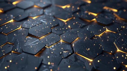 Poster - Futuristic circuit board visualization dark background digital art technology environment abstract viewpoint sharp and glowing concept