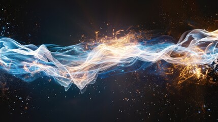 Fototapete - Dynamic abstract glowing lines representing data transfer in a modern digital environment