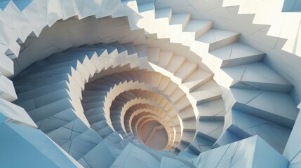Poster - Exploring the intricacies of a spiral staircase abstract topdown view indoor high detail geometric design