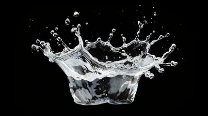 Poster - Dynamic water splash event studio setting high-definition image dark background crown shape concept