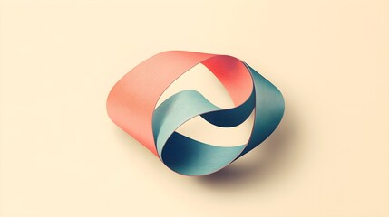 Poster - Creative abstract design of intertwined red and blue shapes digital art minimalistic background modern concept
