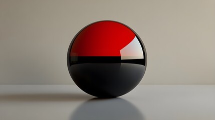 Poster - Dynamic red and black sphere minimalist studio 3d art contemporary environment close-up view visual design concept