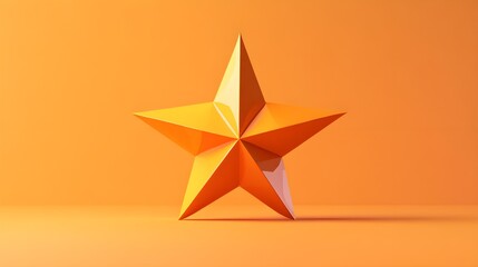Poster - Dynamic orange star sculpture modern art gallery digital art minimalist environment creative viewpoint abstract concept